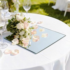 24 Pcs Square Mirror Plates for Centerpieces 8 Inch Acrylic Flat Trays Wall