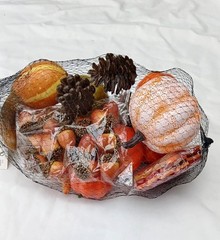 128pc Rustic Pumpkin Decoration Set Artificial Pumpkins Leaves Acorns Pinecones