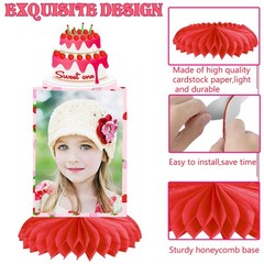 10 PCS Strawberry Sweet One Honeycomb Centerpieces for First Birthday Party