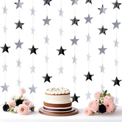 Silver Shining Star Hanging Garland Silver Hanging Sparkling Star Streamer Glitt