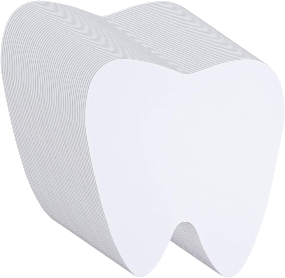 200 PCS 4 Inch Tooth Cutouts Paper White Teeth Shapes Die Cut Double Sided
