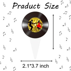 48pcs Vinyl Records Theme Cucpcake Toppers for Rock and Roll Party Decoration…