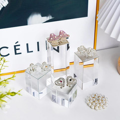 Clear Polished Glass Cube Photo Props, Transparent Solid Glass Display Blocks fo