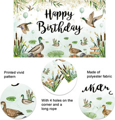 Mallard Duck Party Backdrop Hunting Theme Birthday Banner for One Lucky Duck Dec