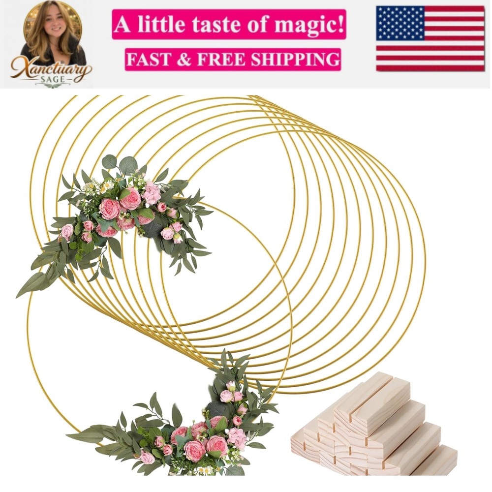 12PCS Metal Floral Hoop Centerpiece Table Decorations, Metal Wreath Ring with…