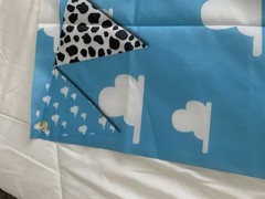 Toy Story 2nd Birthday Party Backdrop Banner w/ Balloons Blue/White Clouds