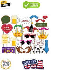 Class Reunion Photo Booth Props Kit – 20 Pack Party Camera Props Fully Assembled
