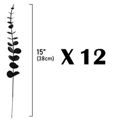 ABAJI Plastic Eucalyptus Wine Red Stems 12 PCS Fake Faux 15 inch,