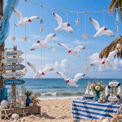6 Pcs Large Inflatable Seagull Ornaments 24.41 x 13.78 Inch Summer Blow up Se…