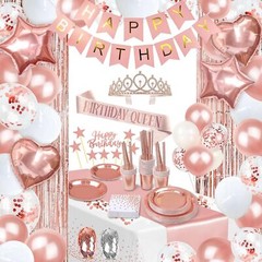 Party spot! 253 Pcs Birthday Decorations For Women, Rose Gold Party Decoratio…