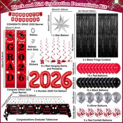 Graduation Decorations 2026, Red and Black Grad Decorations Class of 2026, Gr…