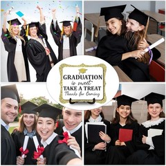 20PCS Graduation Candy Buffet Labels, 1 Gold Glitter Candy Buffet Table Sign wit