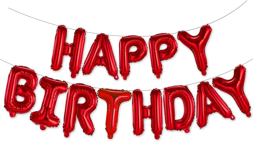 Happy Birthday Balloons Banner Red 16 Inch Mylar Foil Letters | Inflatable Party