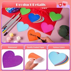 180PCS 3.5×3.1 Inch Heart Cutouts, Assorted Colors, Coated Paper, Die Cut