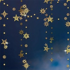 Cheerland Glitter Gold Star Garlands Star Party Decoration Celestial Streamer Sp