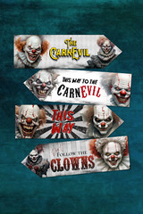 4 Horror Clown Halloween ‘CarnEvil’ Party Decoration Arrow Signs