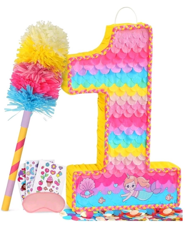 Number 1 Pinata for Birthday Party Decorations Mermaid Theme Pink