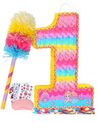 Number 1 Pinata for Birthday Party Decorations Mermaid Theme Pink
