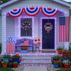 4 Pack Waterproof Red, White & Blue Fairy Lights – Perfect for 4th of July Decor