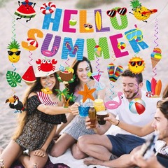 Summer Party Decorations, NO-DIY Summer Decorations includes Hello Summer Ban…