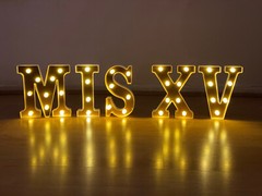 8.5″ Tall Gold Color Letter Mis XV Light Up LED Sign for Quinceanera Party Decor