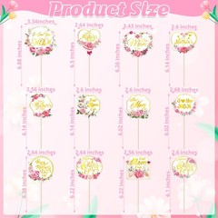 12 Pcs Happy Mothers Day Cupcake Topper, Flower Gold Foil Shape Mother’s Day …