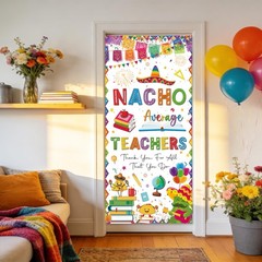 Teacher Appreciation Decorations Door Cover – White 72.8 x 35.4 inches, white