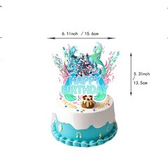 Hatsune Miku Happy Birthday Banner Balloon Cake Topper Anime Party Decorations