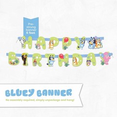 Bluey Birthday Banner and 3 Hanging Swirl Decorations – Bluey Birthday Decoratio