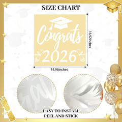 White Graduation Decal for Arch Backdrop Congrats Grad 2026 Sign Graduation Deco