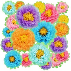 18 Pcs Large Colorful Fiesta Paper Flowers Classroom Tissue Paper Flowers Cre…