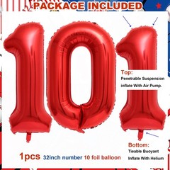 Baseball 10th Party Balloons,32 Inch Red Foil Number 10 Balloon,Sports Theme …