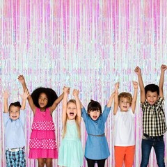 Multicolor Foil Fringe Curtain 3.2 x 9.8 ft – Ideal for Celebrations and Photos
