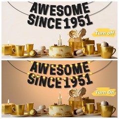 Happy 75th Party Decorations for Men , Pre-Strung Black AWESOME SINCE 1951 Ba…
