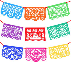 15Ft 9Pcs Mexican Party Banners – Felt Papel Picado Banner – Mexican Fiesta Part