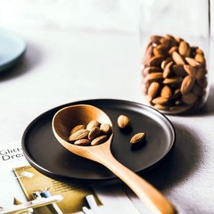 BonNoces 6 Inches Small Appetizer Plates Matte Porcelain, Small, Black