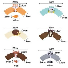 12pcs Cartoon Animal Fox Deer Monkey Cupcake Wrapper Birthday Party Supplies NEW