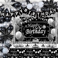 Black and Silver Birthday Decorations for Men Women Boys Girls, 85PCS White B…