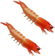 2Pcs Red Fake Shrimp Model Artificial Shrimps Figures Realistic Seafoods Deco…