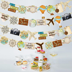 4Pcs Travel Theme Party Banners Let the Adventure Begin Decorations Vintage Bon