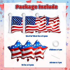 Red White Blue Star Foil Balloons American Flag 4th of July Party Decor Set