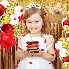 Decoracion De Cumpleaños Globos De Letras Rojos y Dorados Para Mujer Fiestas Set