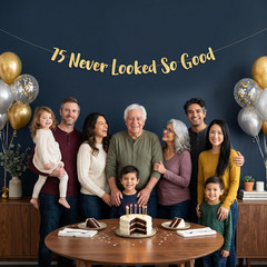 Pre-Strung 75 Never Looked so Good Gold Glitter Banner – 75Th Birthday Decoratio