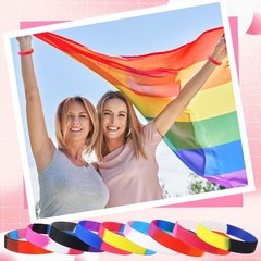 Huquary 27 Pcs Pride Flag Bracelets, approx. 2.56 inches/ 6.5 cm, Multicolor