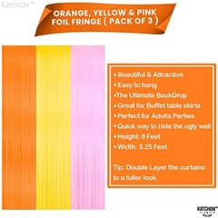 Katchon Orange Pink and Yellow Fringe Backdrop – 3.25×8 Feet, Pack of 3 Easter