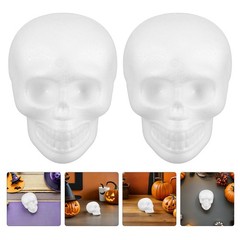 8Pcs Lightweight White Polystyrene Foam Skulls for Desktop and Party Decorations
