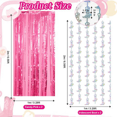 4 Pcs Cowgirl Party Decorations – 2 Boot Silver Metallic Tinsel Fringe Curtains