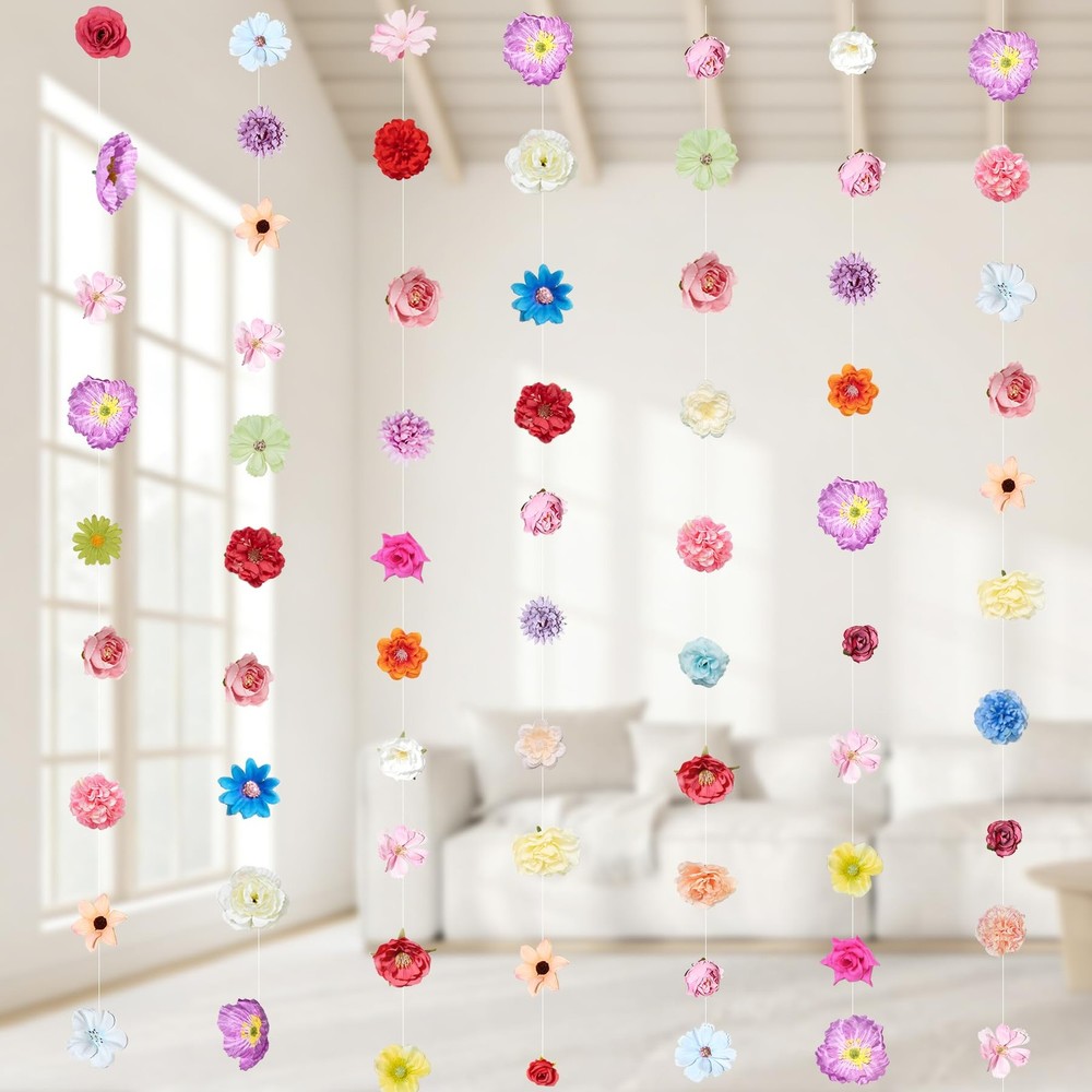 6 PCS Artificial Flower Garlands Hanging Decorations, Floral Hanging Backdrop…