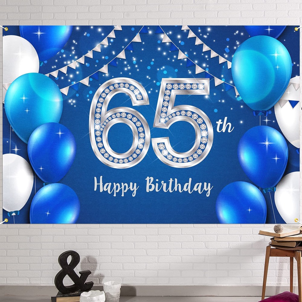 6x4ft Happy 65th Birthday Banner Backdrop – 65 Years Old Birthday Decorations…