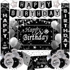 Silver and Black Birthday Decorations for Men Women Boys Girls 80 PCS White Blac